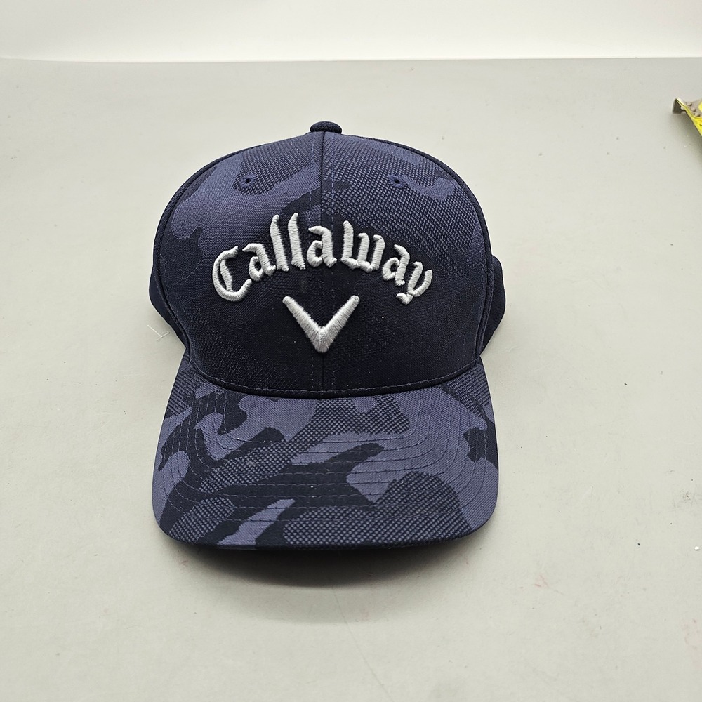 Callaway Golf Hat Navy Blue Camo 110 Flexfit Snapback Adjustable Mesh Cap K15